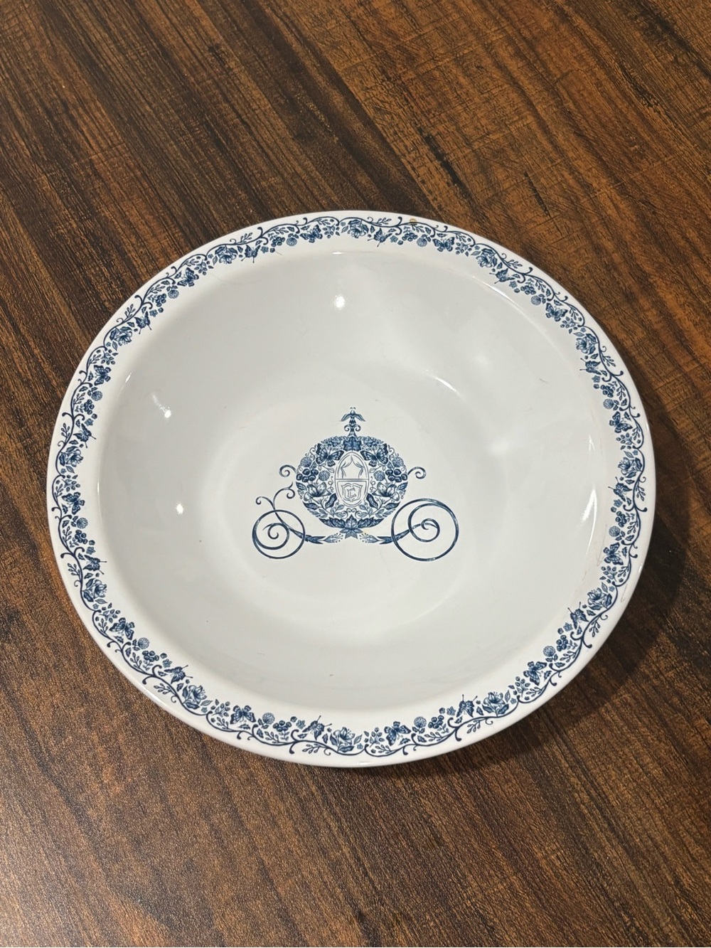 Disney White and Blue Decorative Serving Bowl with Floral Border